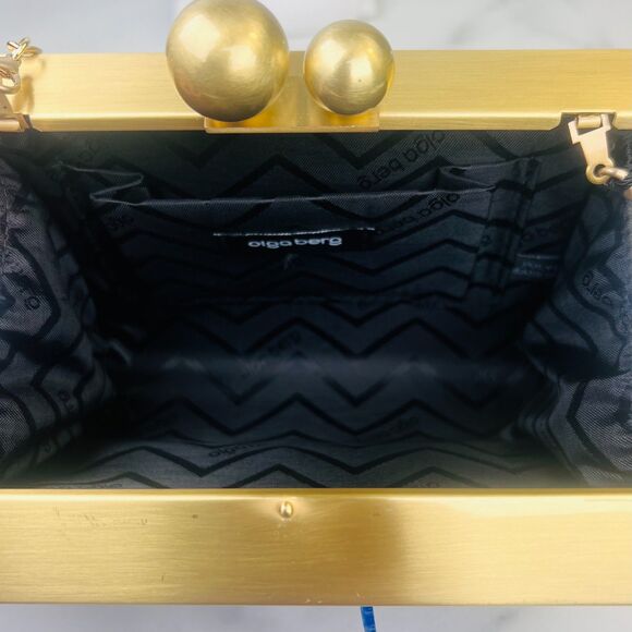 REVOLVE olga berg Carlita Carnivale Clutch Fringe and Raffia Gold Chain Strap - Picture 3 of 8